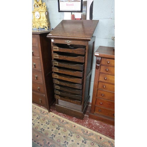 267 - Oak tambour fronted filing cabinet