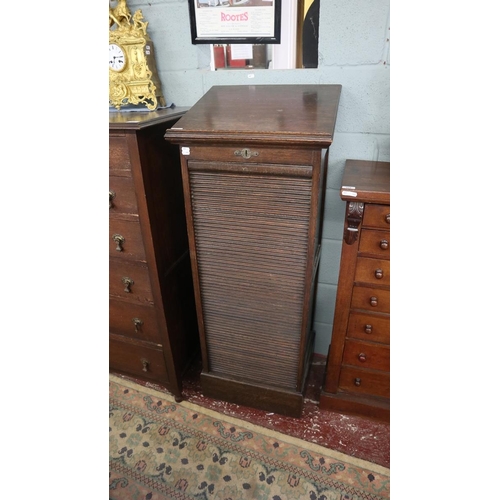 267 - Oak tambour fronted filing cabinet