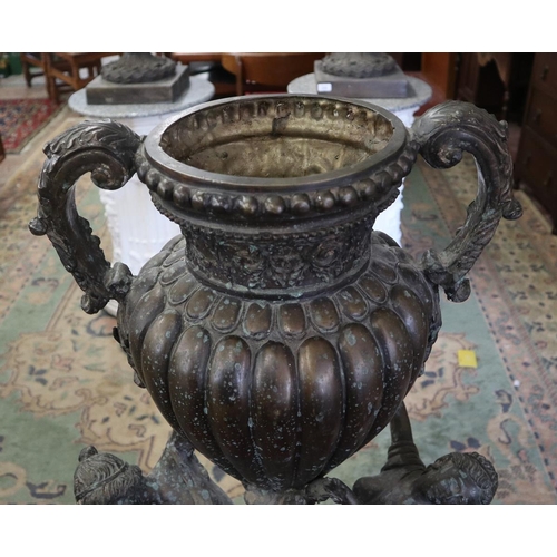 279 - Fine large antique bronze floor standing figure urn - Approx height: 118cm