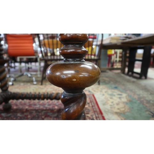 340 - Antique walnut serving table with beaten bronze top and drawer fronts - Size L: 203cm D: 77cm H: 93c... 