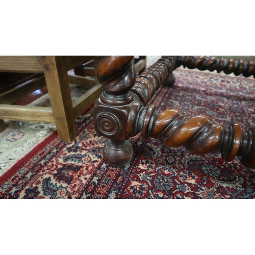 340 - Antique walnut serving table with beaten bronze top and drawer fronts - Size L: 203cm D: 77cm H: 93c... 