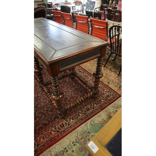 340 - Antique walnut serving table with beaten bronze top and drawer fronts - Size L: 203cm D: 77cm H: 93c... 