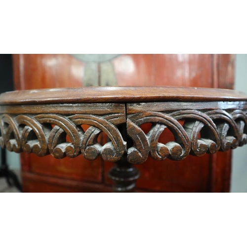 349 - Carved mahogany tripod table