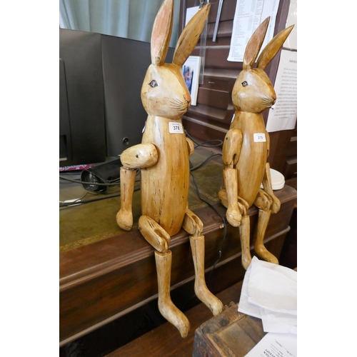 378 - Articulated wooden rabbit - Approx height: 72cm