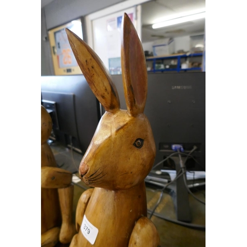 379 - Articulated wooden rabbit - Approx height: 72cm