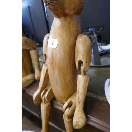 379 - Articulated wooden rabbit - Approx height: 72cm