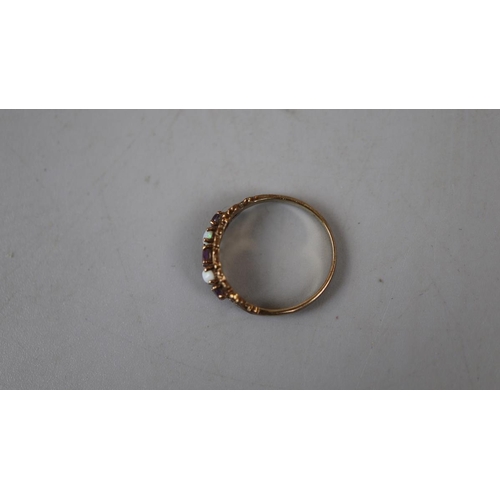 38 - Gold amethyst and opal ring - Approx size: N