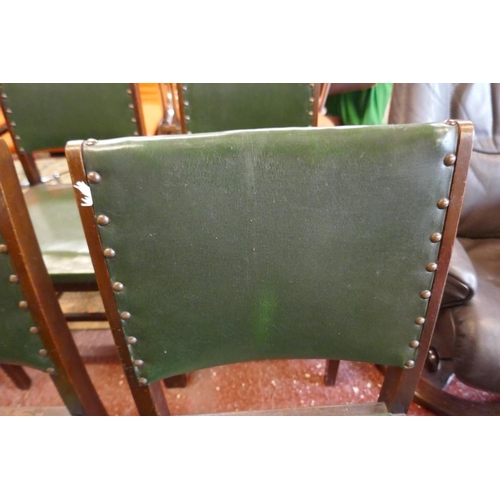 390 - Set of 4 1940's dining chairs upholstered with original green rexine