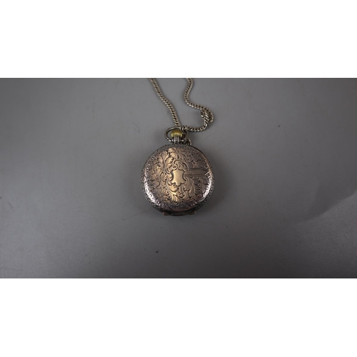 70 - Silver pocket watch on silver chain