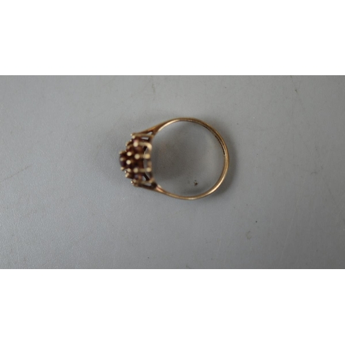 8 - Gold garnet set cluster ring - Approx size: N