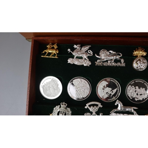 82 - Cased silver medallions - Great British Regiments - The Birmingham Mint's tribute to the 52 time-hon... 