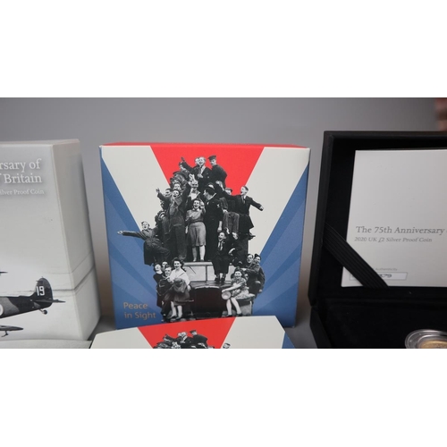 84 - WWI Aviation 2017 £2 silver proof coin, 75th anniversary of VE day 2020 £2 silver proof coin & 7... 