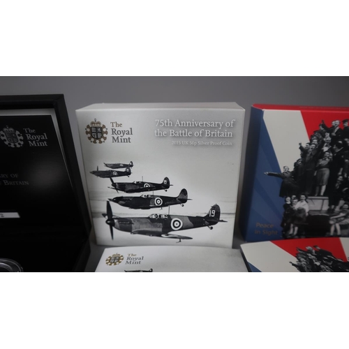 84 - WWI Aviation 2017 £2 silver proof coin, 75th anniversary of VE day 2020 £2 silver proof coin & 7... 