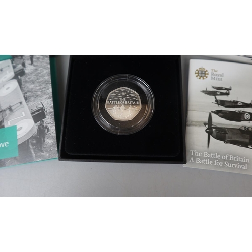 84 - WWI Aviation 2017 £2 silver proof coin, 75th anniversary of VE day 2020 £2 silver proof coin & 7... 