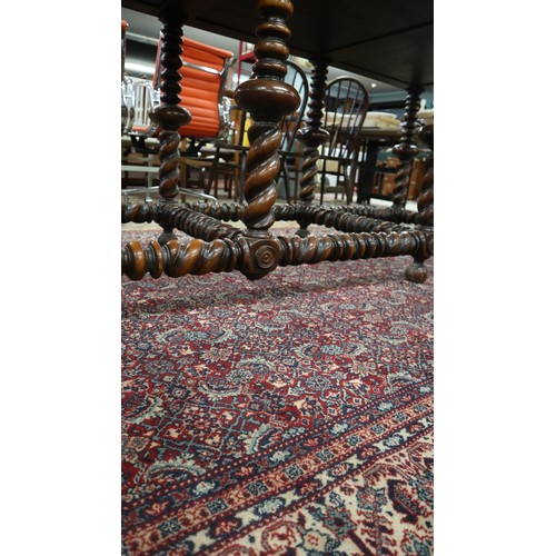 340 - Antique walnut serving table with beaten bronze top and drawer fronts - Size L: 203cm D: 77cm H: 93c... 