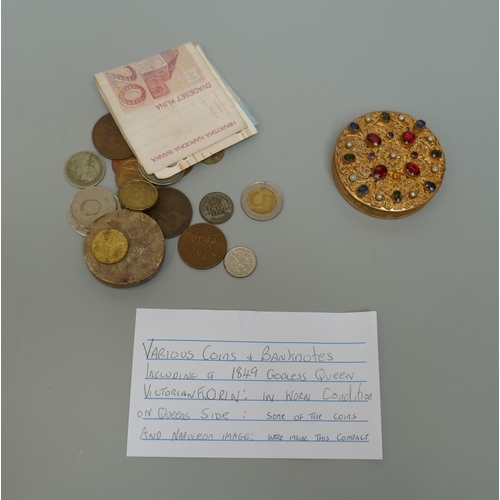 123 - Various coins and banknotes