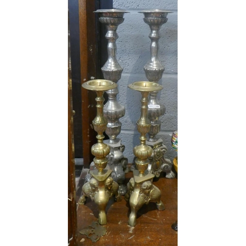 177 - 2 pairs of large and impressive candlesticks