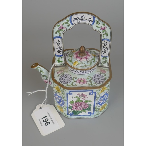 196 - Hand painted small Oriental teapot