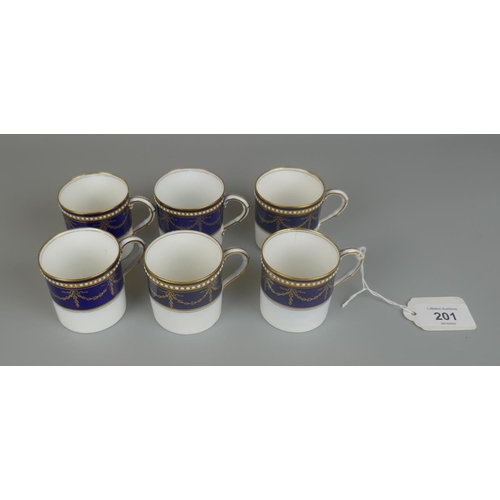 201 - Set of 6 Royal Worcester coffee cups