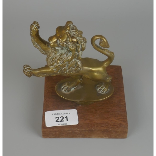 221 - Rampant Lion Lucas car mascot on wooden base