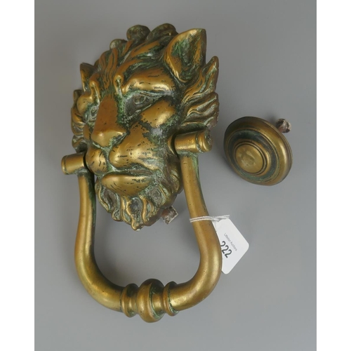 222 - Large brass lion door knocker