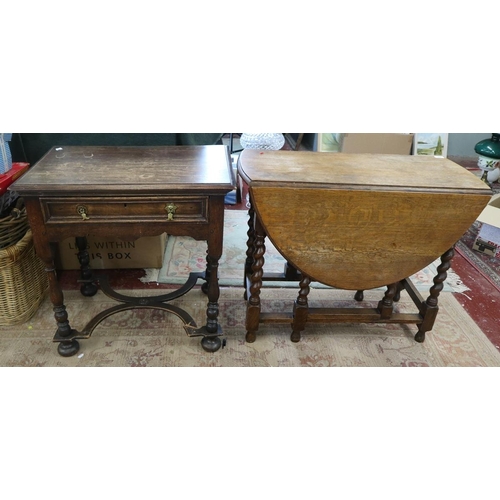 256 - Oak gateleg table together with small oak sideboard