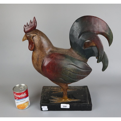 290 - Carved wooden cockerel