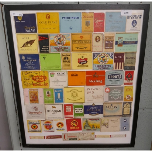 328 - Collection of vintage cigarette boxes in frame