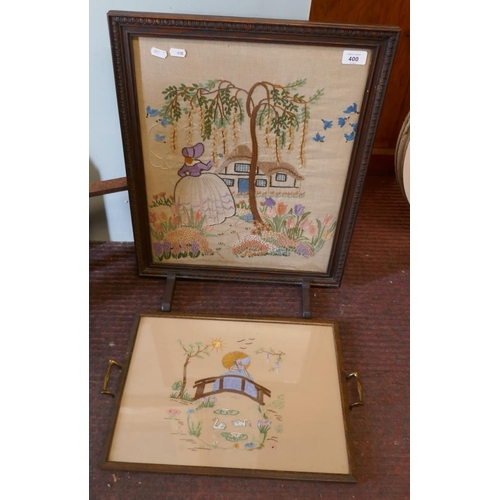 400 - Art Deco fire screen and serving tray