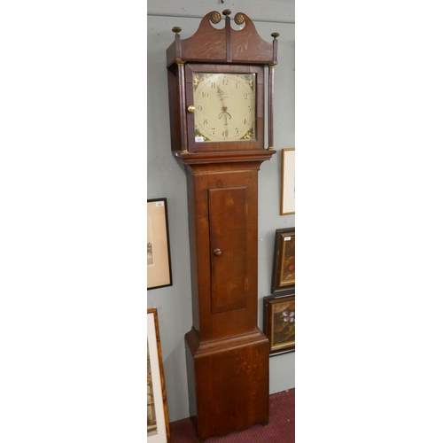 408 - George III long case clock in oak case by Charles Steer of Chipping Campden - working