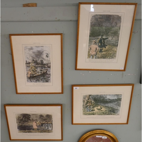 409 - Set of 4 vintage fishing prints - Mr Briggs and His Doings