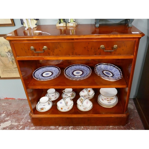 440 - Small yew wood bookshelf with drawer