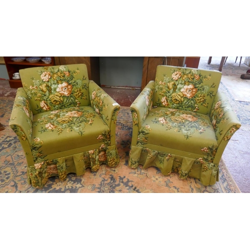 448 - Pair of antique armchairs with floral upholstery