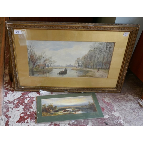 450 - Watercolour by T J Watson - 1886 together with another by his son W H Watson