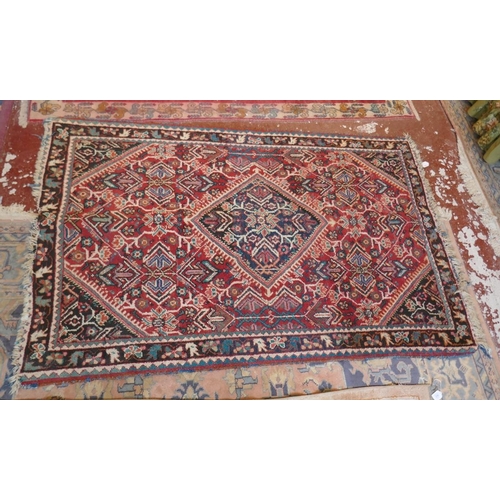 473 - Handwoven Eastern red patterned rug - Approx size: 194cm x 127cm