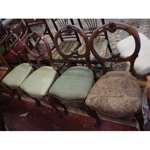 510 - Set of 4 antique balloon back dining chairs