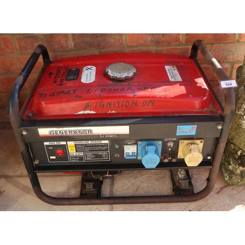 524 - DJ 3000 CL 6½ 2.5kw petrol generator in good order