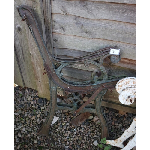 535 - Pair of cast iron bench ends 