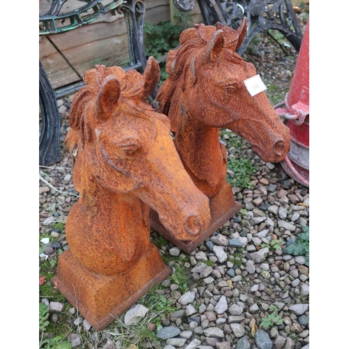 544 - Pair of cast iron horse finials - Approx H: 45cm