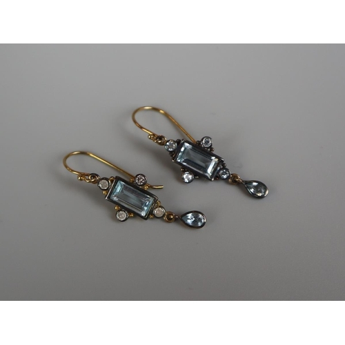 62 - Pair of blue topaz drop earrings