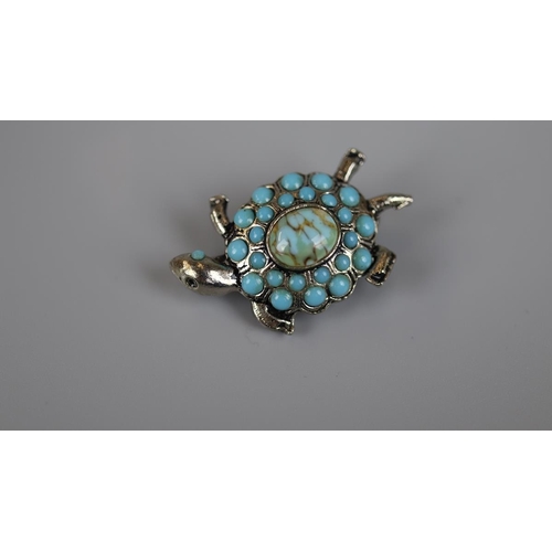 80 - Turquoise turtle brooch