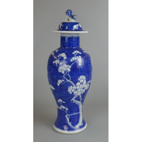 185 - Foo dog lidded ginger jar together with a Chinese storage jar