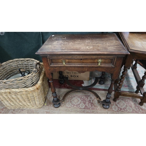 256 - Oak gateleg table together with small oak sideboard