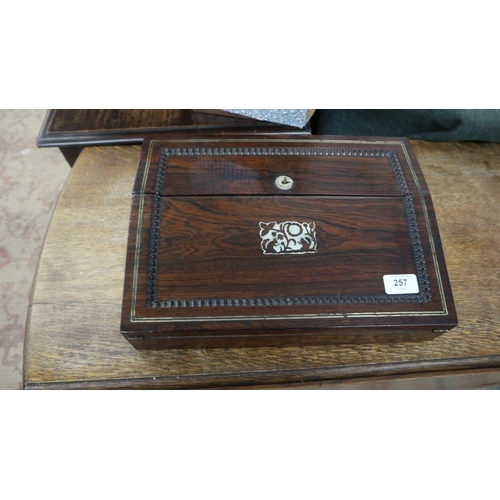 257 - Antique rosewood writing slope