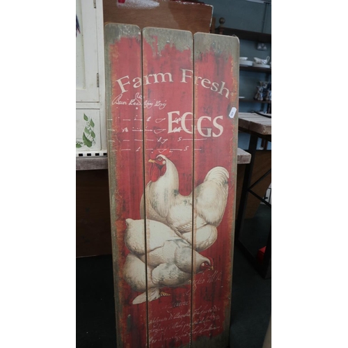 271 - Small kitchen wall cabinet together with farm fresh egg sign