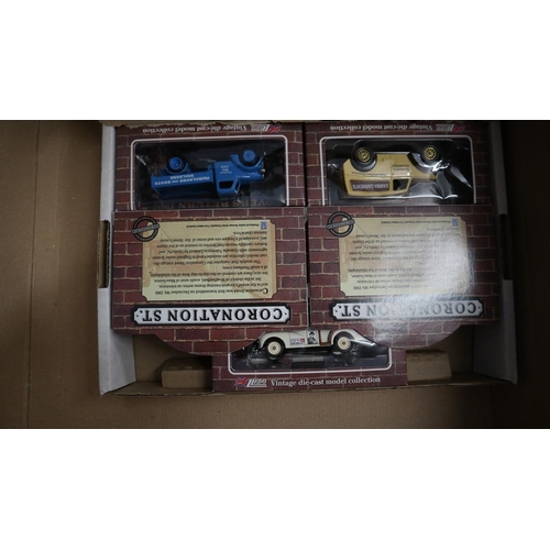 287 - Lledo Coronation street set of model vehicles and Matchbox Motorcity carry case including contents a... 