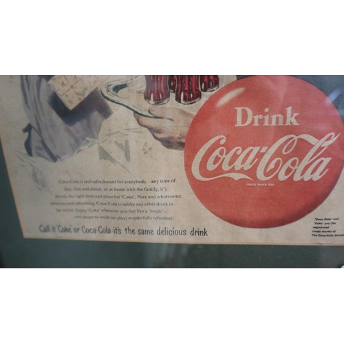 352 - Framed Coca Cola advertising poster - Approx IS: 24cm x 31cm