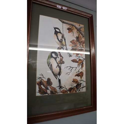 396 - 2 watercolours by N J Moore - Ornithological theme