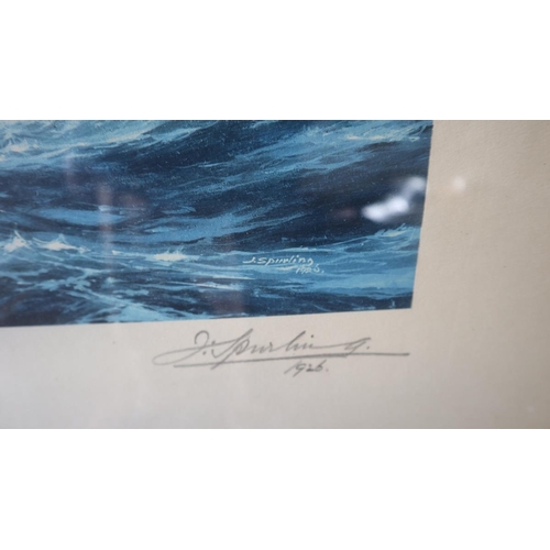 397 - Signed print - 2 Clipper Ships dated 1926