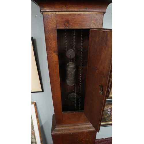 408 - George III long case clock in oak case by Charles Steer of Chipping Campden - working